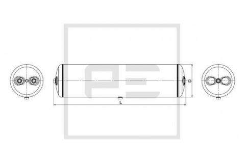 PE vzduchojem 60L 276x1108mm, 2+1 vývody + výpust