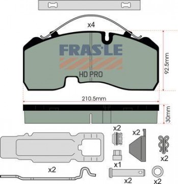 FRAS-LE desky brzdové BPW SB3745 s výkrojem - premium (kompletní příslušenství)