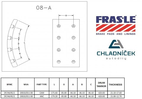 FRAS-LE obložení brzdové DAF - 420x150 21,0mm BLUE