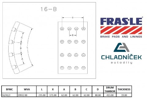 FRAS-LE obložení brzdové SCANIA - 413x203 20,0mm +1 BLUE