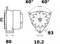 MAHLE alternátor DAF/MAN/MB 28V/80A bez řemenice