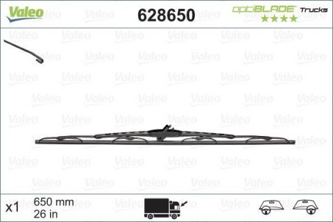 VALEO stěrač 650mm (26") IVECO,MB adapter úzký, široký
