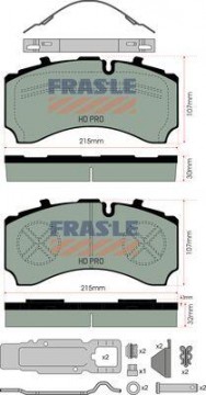 FRAS-LE desky brzdové SAF SBS 2220, K0-22,5" - premium (nelze zaměnit se SCHMITZ ST7)